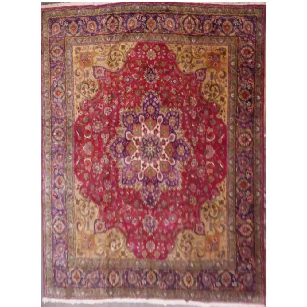 One Of The Kind Persian Tabriz Rug 12'11" x 11'3" zandirugs